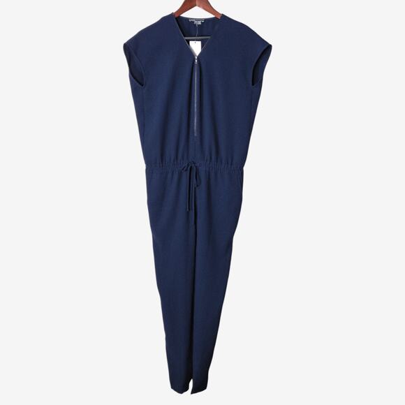 NEW Vince Women’s Jumpsuit Navy Blue Short Sleeve Boho Drawstring Waist Size 2 - Picture 2 of 9